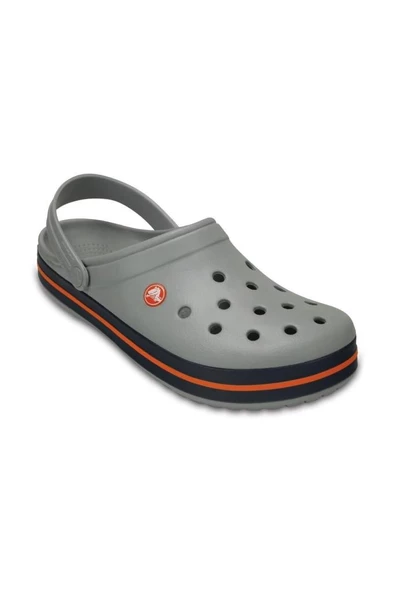 Crocs Gri Unisex Crocband Kenarı Turuncu Çizgili Terlik