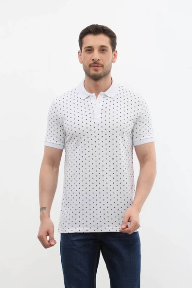 Erkek Polo Yaka Marin Desenli %100 Pamuk Tişört - 3