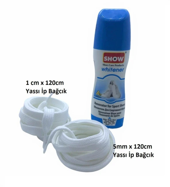 Show Likit Spor Beyaz Ayakkabı Boyası 75gr Beyaz 1 Adet + 2 Çift Bağcık - 2