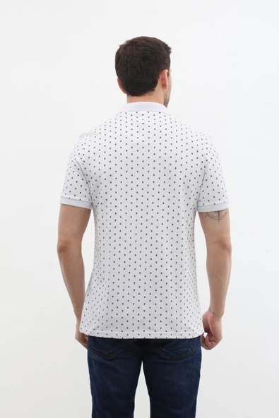 Erkek Polo Yaka Marin Desenli %100 Pamuk Tişört - 4