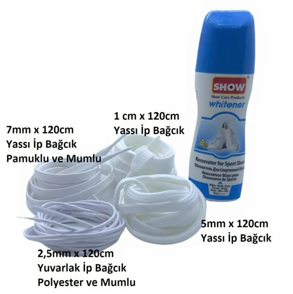 Show Likit Spor BeyazAyakkabı Boyası 75gr Beyaz 1 Adet + 4 Çift Bağcık - Resim 2