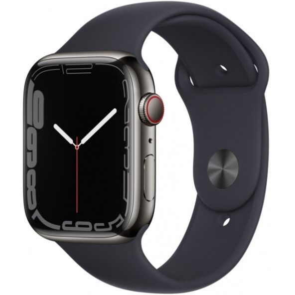 Apple Watch Series 7 Gps + Cellular, 45MM Graphite Stainless Steel Midnight Sport Band - MNAX3TU/A (TEŞHİR ÜRÜN)