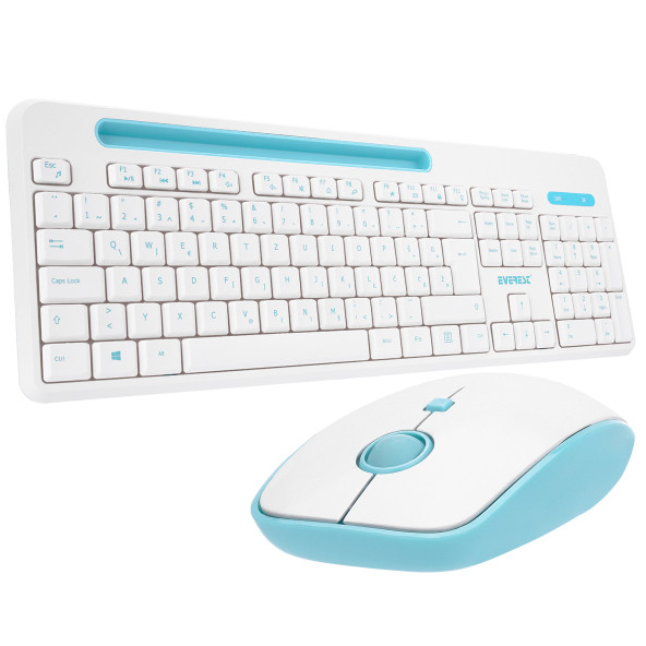 Everest Elite KM-6388 Kablosuz Q Multimedia Klavye + Mouse Set Beyaz/Mavi