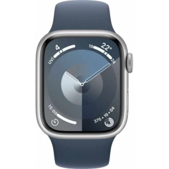 Apple Watch Seri 9 Gps 41MM Gümüş Rengi Alüminyum Kasa Spor Kordon - M/l MR913TU/A