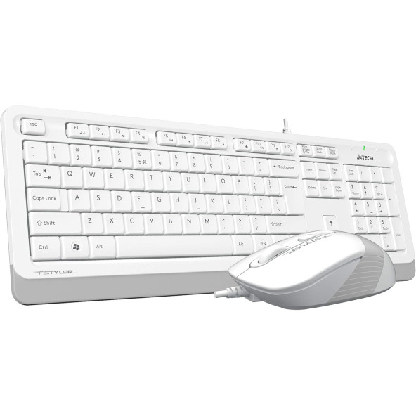 A4 Tech F1010 Beyaz Kablolu Klavye Mouse Seti - 1