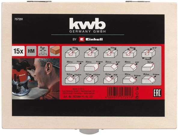 Einhell 15 Parça 8 mm Ahşap Freze Seti - 4975729 - 3