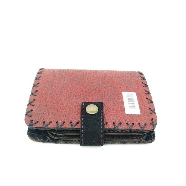 İNEK BASKILI ÖZEL TASARIM BORDO NUBUK CÜZDAN - 4