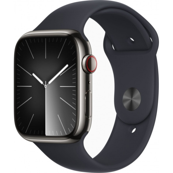 Apple Watch Seri 9 Gps + Cellular 45MM Graphite Paslanmaz Çelik Kasa Spor Kordon - S/m MRMV3TU/A (TEŞHİR ÜRÜN)