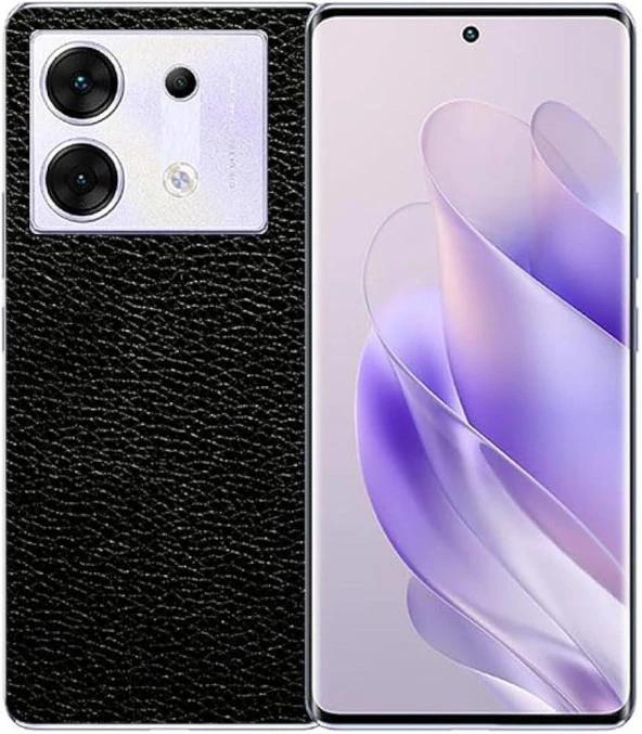 Infinix Zero 30 5G ile Uyumlu Deri Desenli Siyah Arka Kaplama