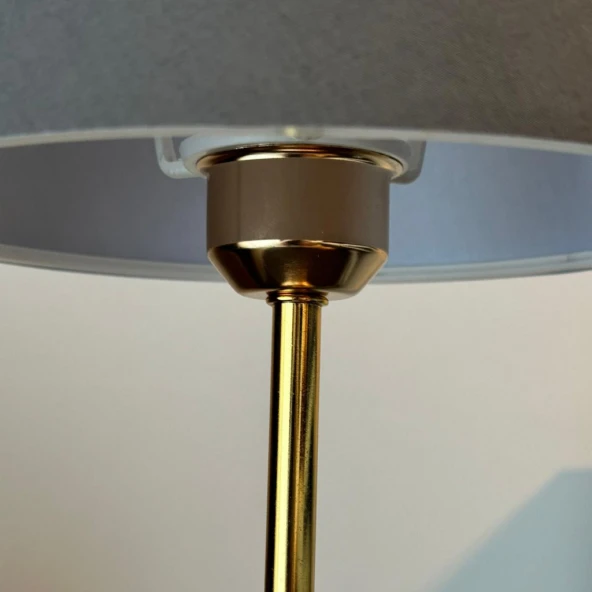 Royal Gold Metal Ayaklı Abajur Antrasit Kumaş Başlık Yatak Odası Abajur Salon Masa Lambası - 2