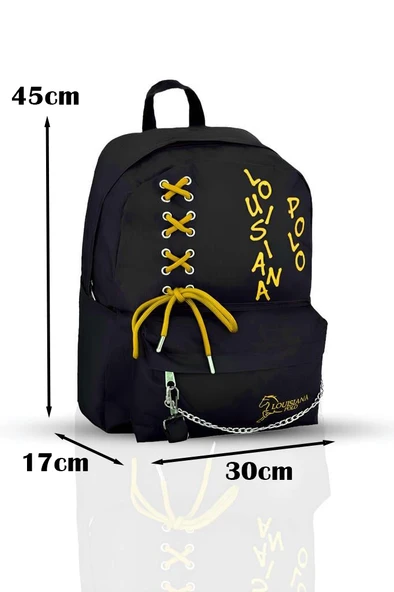 Laptop Bölmeli Okul Çantası Siyah Sarı 1141 - 5