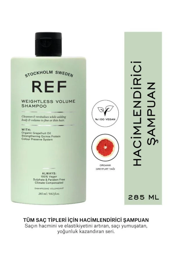 REF STOCKHOLM Weıghtless Volume Shampoo 285 Ml Tüm Saç Tipleri Için Hacimlendirici Şampuan