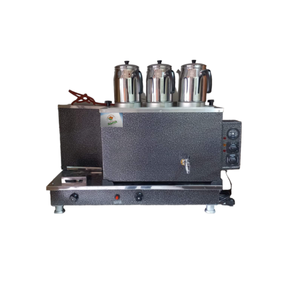 3 demlikli çay ocağı 3 Gözlü Gümüş Gri Boyalı Çay Kazanı Elektrik + Tüplü Çay Semaveri ETS sistemli - 2