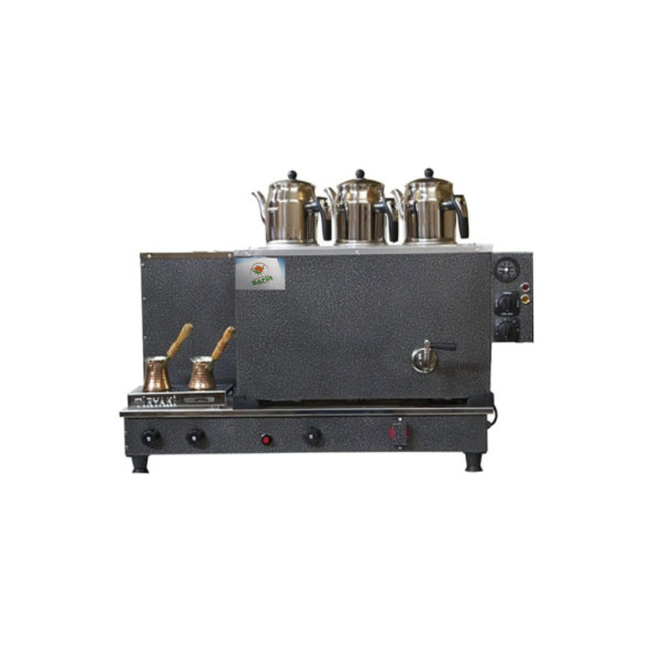 3 demlikli Gümüş Gri Boyalı çay ocağı Gri Boyalı Çay Kazanı Elektrik + Doğalgazlı Gri Çay Semaveri CE Belgeli . ETS Sistemli - 7