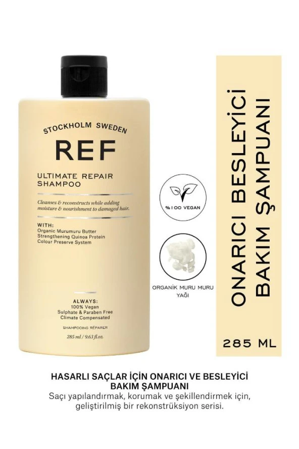 REF STOCKHOLM Ultımate Repaır Shampoo 285 Ml Hasarlı Saçlar Için Onarıcı Ve Besleyici Bakım Şampuanı