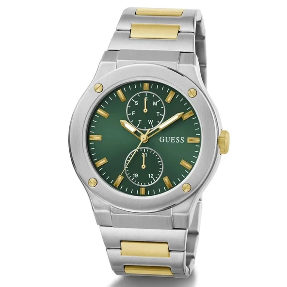 GUESS GUGW0795G1 ALTIN KAPLAMA YEŞİL KADRAN ERKEK KOL SAATİ - Resim 5