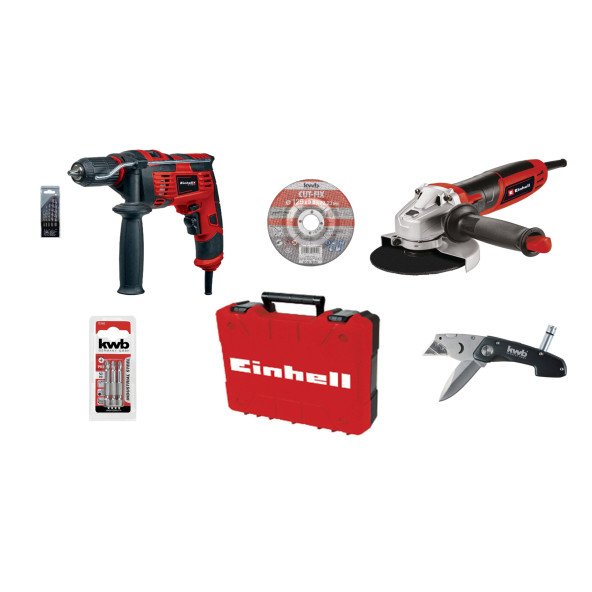 EINHELL ELUSTA KİT2 TC-ID 720/1 E KİT + TC-AG 115/750 KWB ÇOK FONKSİYONLU IŞIKLI ÇAKI + AKSESUARLAR