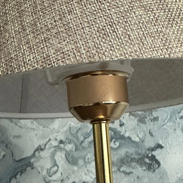 Royal Gold Metal Ayaklı Abajur Kumbeji Kumaş Başlık Yatak Odası Abajur Salon Masa Lambası - 2