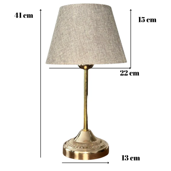 Royal Gold Metal Ayaklı Abajur Kumbeji Kumaş Başlık Yatak Odası Abajur Salon Masa Lambası - 4