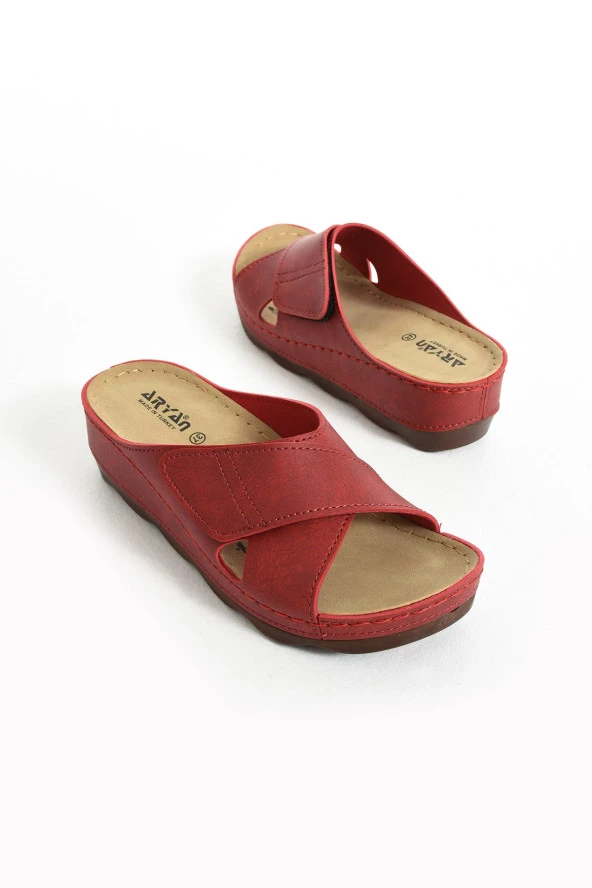 Albishoes Hafif Topuklu 4,5 Cm Cırt Cırtlı Rahat Kullanım Yumuşak Taban Anatomik Günlük Kadın Terlik - 5