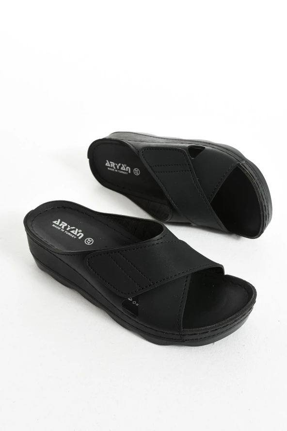 Albishoes Hafif Topuklu 4,5 Cm Cırt Cırtlı Rahat Kullanım Yumuşak Taban Anatomik Günlük Kadın Terlik - 5