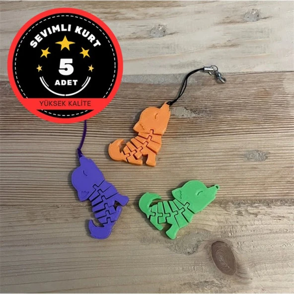 Sevimli Kurt Anahtarlık 5 Adet - Resim 3