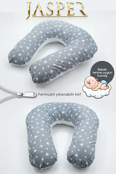 Jasper Çift Taraflı Fermuarlı Yıkanabilir Emzirme Yastığı Yıldız Desenli Bebek Destek Minderi ürün görseli