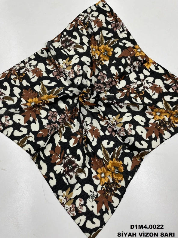 DESENLİ MİO CAZ EŞARP SİYAH VİZON SARI (D1M4) ürün görseli