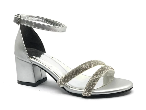 Mehtap Çift Şerit Taşlı 5 cm Kadın Topuklu Ayakkabı - Resim 7