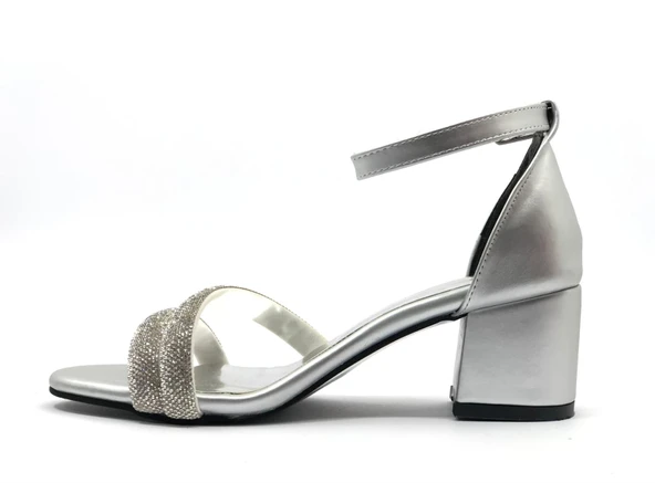 Mehtap Çift Şerit Taşlı 5 cm Kadın Topuklu Ayakkabı - Resim 10