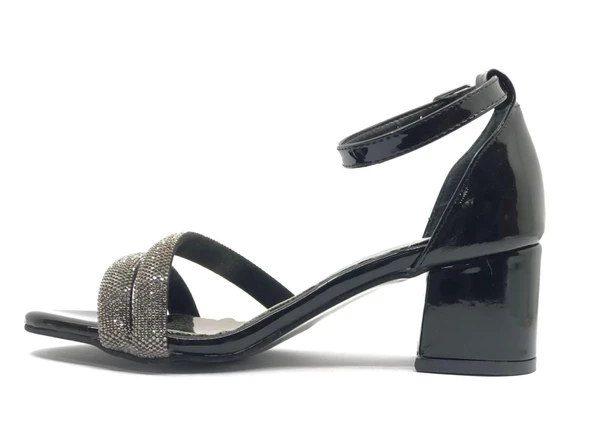 Mehtap Çift Şerit Taşlı 5 cm Kadın Topuklu Ayakkabı - Resim 5