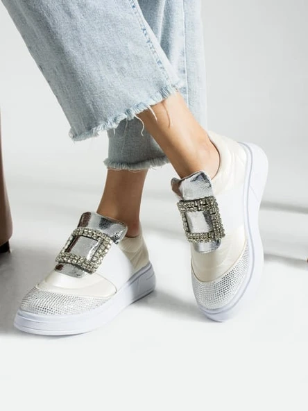 Feles Taş Detay Sneakers Kadın Spor Ayakkabı - 11