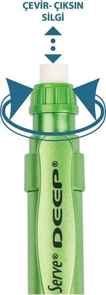 Serve Deep Mekanik Uçlu Kalem 0.7  mm Metalik Fıstık Yeşil - Resim 2