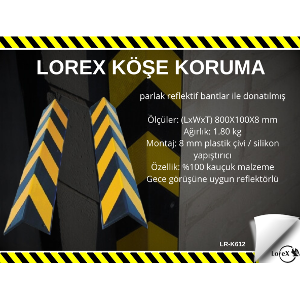 LOREX LR-K612 Kauçuk Otopark Kolon Köşe Koruyucu