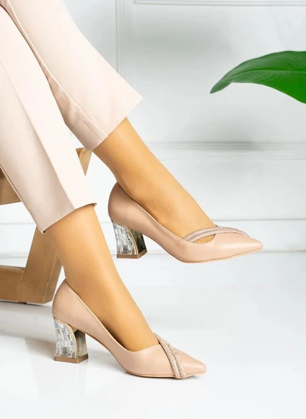 Feles Çift Şerit Stiletto Kadın Topuklu Ayakkabı - 5