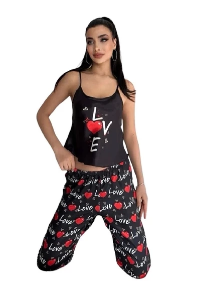 Emilylux Victoria Secret 8032 Kadın Saten Askılı Pijama Takım