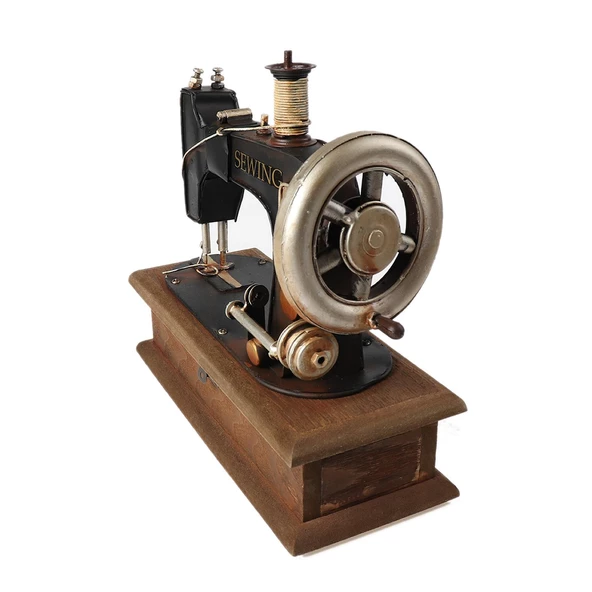 0716-EL YAPIMI DEKORATİF DİKİŞ MAKİNESİ MAVİ RENK - 2