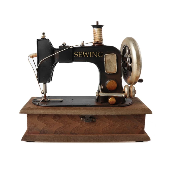 0716-EL YAPIMI DEKORATİF DİKİŞ MAKİNESİ MAVİ RENK