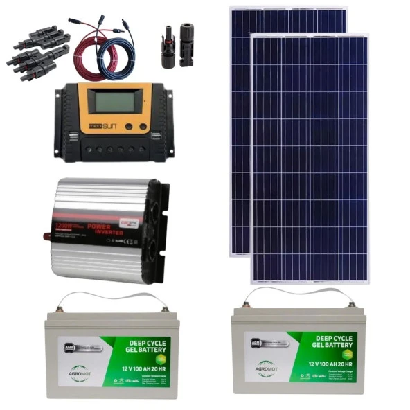 Enerjimar Mini Buzdolabı 170w Güneş Paneli  1200W Tam Sinüs İnverter  100 Ah Solar Jel Akü  Güneş Enerjisi Solar Paket