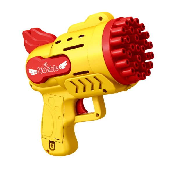 2 ADET SARI PEMBE KÖPÜK TABANCASI 29 DELİKLİ ÇOKLU KÖPÜK ATAN TABANCA  2 SOLİSYON HEDİYE BUBBLES GUN - 2