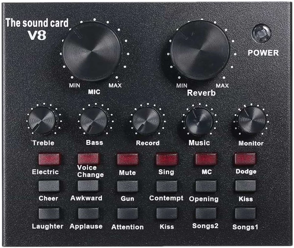 Canlı Yayın Kayıt Ses Değiştirme Karaoke Bluetooth Ses Kart V8