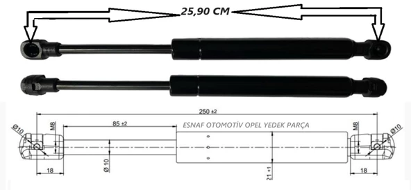 Opel Vectra C Bagaj Amortisörü, Kısa Tip, 176607