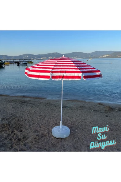 Plaj Şemsiyesi Pamuk Kumaş Deniz, Balkon, Bahçe Bidon Dahil 2 Metre, 10 Telli - 3