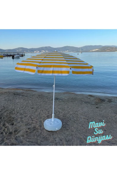 Plaj Şemsiyesi Pamuk Kumaş Deniz, Balkon, Bahçe Bidon Dahil 2 Metre, 10 Telli - 2