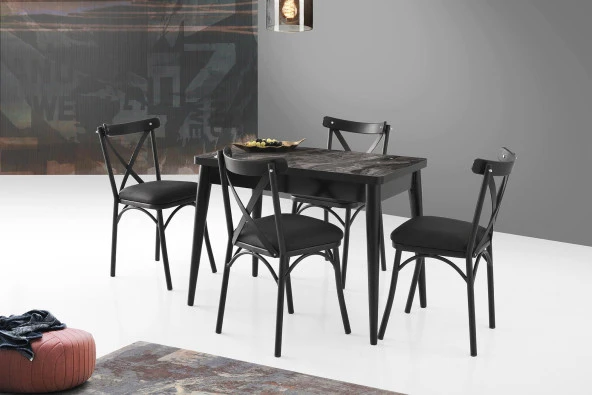 Erezoğulları Mobilya Damla Bahar MDF Mutfak Masa Sandalye Takımı 60x100cm