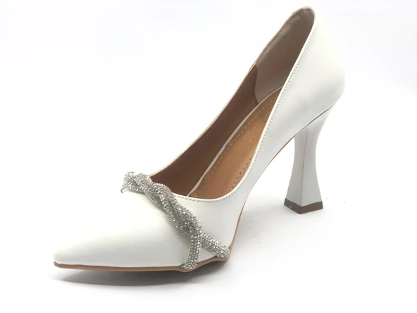 Feles Kadeh Topuk Taşlı Stiletto Kadın Topuklu Ayakkabı - Resim 11