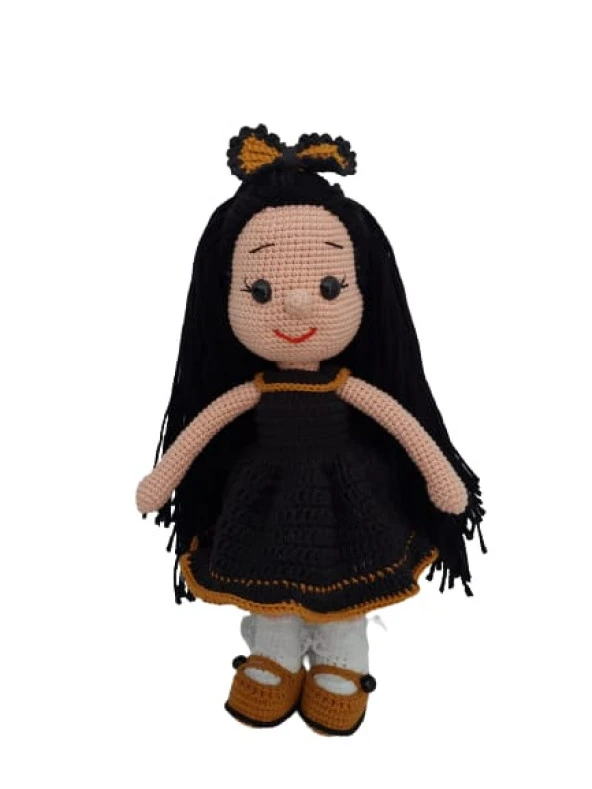 Siyah Fatoş Bebek Amigurumi Organik Oyuncak