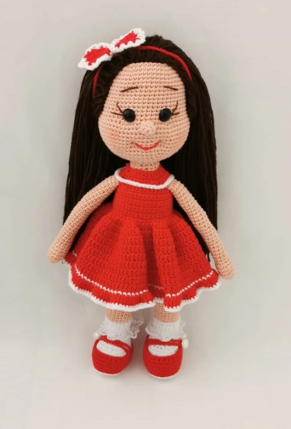 Kırmızı Fatoş Bebek Amigurumi Organik Oyuncak - 2