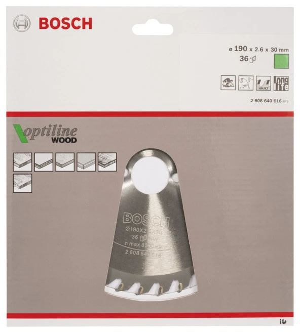 Bosch - Optiline Serisi Ahşap için Daire Testere Bıçağı 190*30 mm 36 Diş - Resim 2