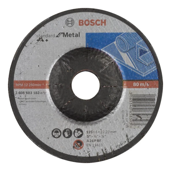 Bosch - 125*6,0 mm Standard Seri Bombeli Metal Taşlama Diski (Taş) ürün görseli 1